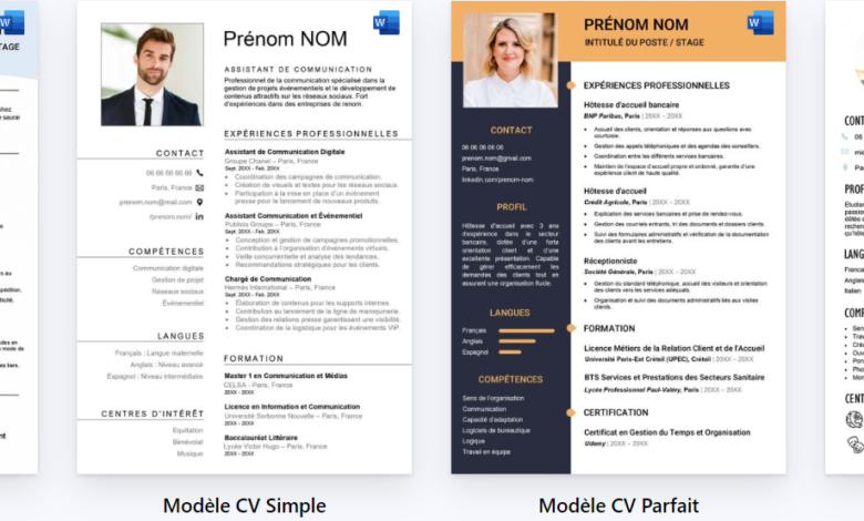 Modèles de CV gratuits word
