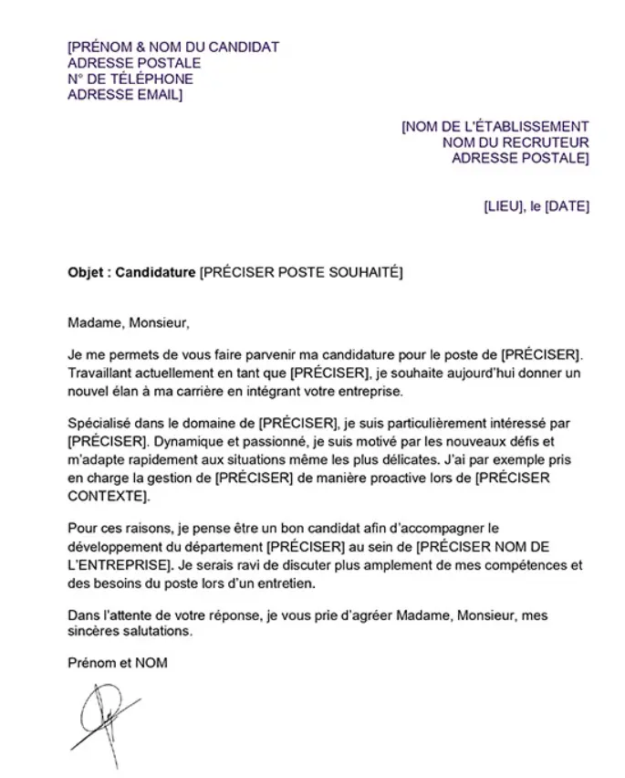 Lettre de motivation simple (exemples et modèles) Telecharger lettre de motivation word pdf